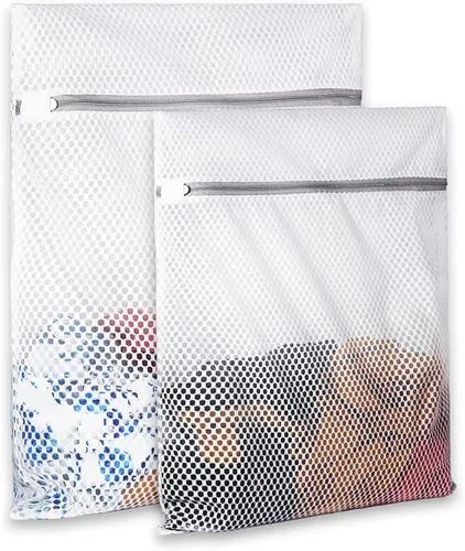 Vista 8 de SUERIV 3 Piezas Bolsas de Lavandería Duraderas de Malla de Panal para Ropa Delicada, Tela de Red de 3.69 oz/yd², Duradera y Reutilizable, Bolsa