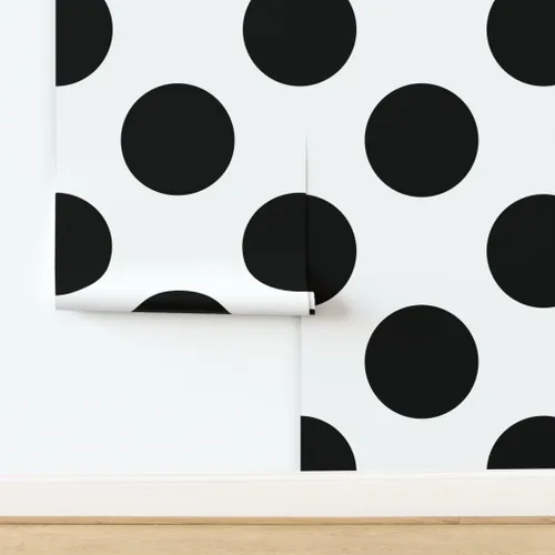 Vista 4 de Papel tapiz para despegar y pegar, diseño de lunares, círculos negros y blancos, moderno, geométrico, extraíble, por Spoonflower Sample 12" x 24