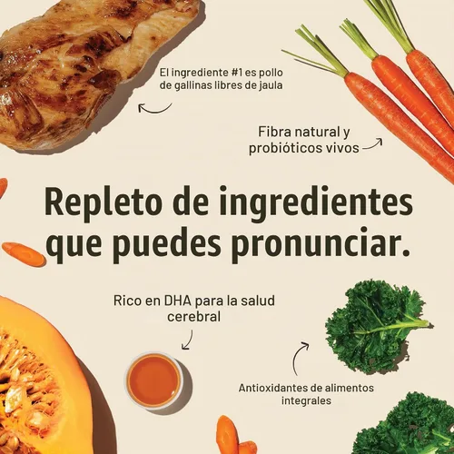 Vista 5 de The Honest Kitchen Pollo y superalimentos sin granos para cachorros, racimos de alimentos integrales para cachorros, comida seca de grado humano
