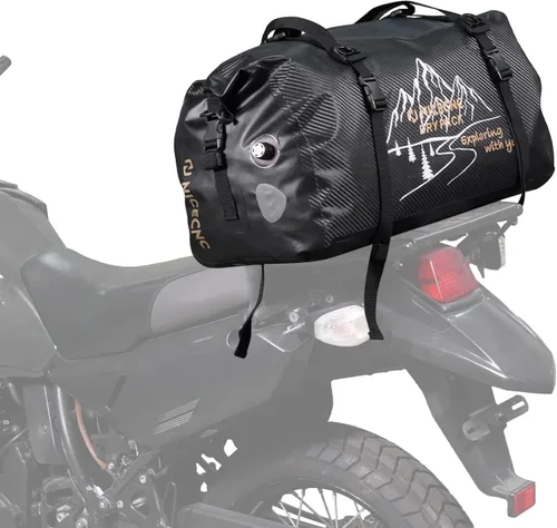 Vista 9 de NICECNC Bolsa de lona seca impermeable 66L, 500D PVC Tail Bag, Tronco, Equipaje universal de viaje de motocicleta, Negro