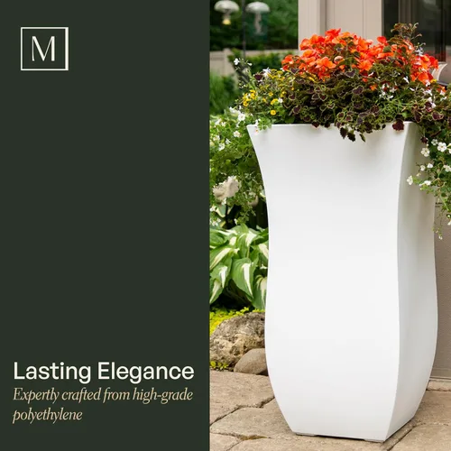 Vista 3 de Mayne Valencia - Maceta de 30 pulgadas de alto, resistente a la intemperie, para flores, diseño duradero para interiores y exteriores, para patio
