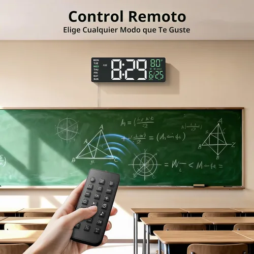 Vista 6 de EASYERA - Reloj de pared digital grande de 16.5 pulgadas con pantalla de bajo brillo, 10 modos RGB BT Sync, Auto DST, Adjustable Brightness, Dual