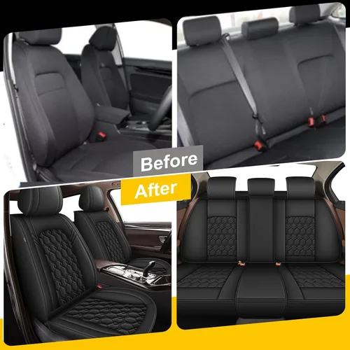 Vista 5 de Juego completo de fundas de asiento de automóvil para Honda Accord 2003-2017, impermeables, de cuero de lujo, con hermosos patrones de protectores