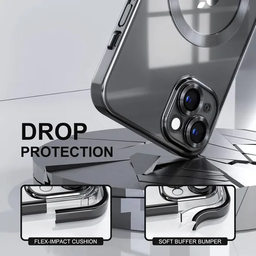 Vista 4 de Misea Funda magnética para iPhone 14 compatible con MagSafe [nunca amarillenta] [protección contra caídas de grado militar] protector completo