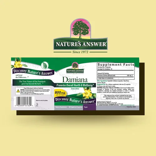 Vista 2 de Nature's Answer Damiana, 90 cápsulas vegetarianas (400 mg por cápsula)