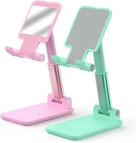 Vista 15 de Soporte para Teléfono Celular, Ángulo y Altura Ajustables Soporte para Teléfono Celular para Escritorio, Plegable y Portátil, Almohadilla