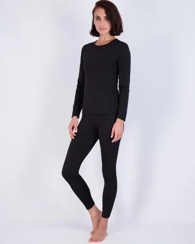 Vista 3 de Real Essentials 4 piezas conjunto de ropa interior térmica para mujer, ropa interior térmica para mujer, con forro polar, parte superior e inferior