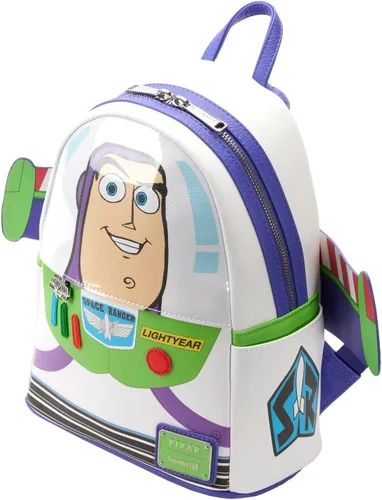 Vista 3 de Loungefly Disney Pixar Toy Story Buzz Lightyear - Bolso de hombro con doble correa para mujer, mini mochila, Multi, Mini, Mini mochila
