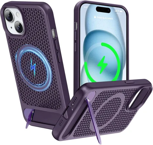 Vista 19 de Funda magnética de disipación de calor para iPhone 13 Pro Max, para MagSafe, protección contra caídas Coolingf, funda con función atril ajustable