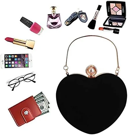Vista 7 de Bolso de mano en forma de corazón para mujer, bolso de hombro de terciopelo, bolsos de noche