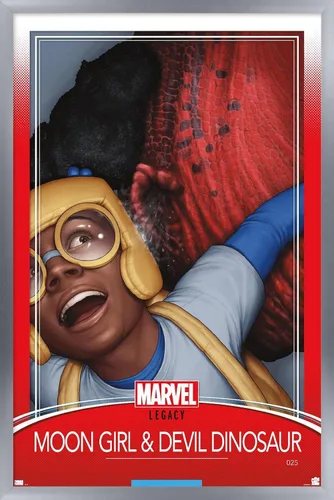 Vista 10 de Trends International Marvel Moon Girl & Devil Dinosaur - Póster de pared legado, 22.4 pulgadas de largo x 14.7 pulgadas, versión enmarcada en madera