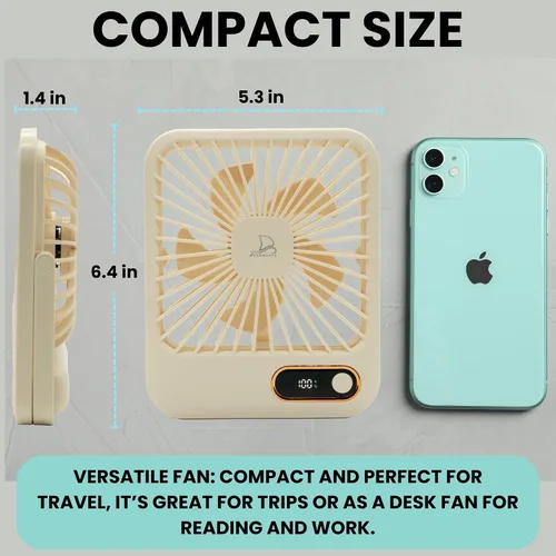 Vista 5 de Nordmoose Ventilador aprobado para cruceros, hasta 16 horas de duración de la batería, recargable por USB, ventilador de viaje alimentado por