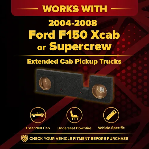 Vista 2 de QPower Downfire - Caja de subwoofer doble de 10 pulgadas, subcaja compatible con Ford F-150 SuperCrew 2004-2008