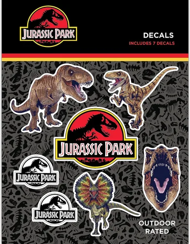 Vista 11 de Vinilo adhesivo de dinosaurios de Parque Jurásico - Juego de 2 pegatinas de vinilo impermeables de Dilophosaurus Velociraptor para coche, camión