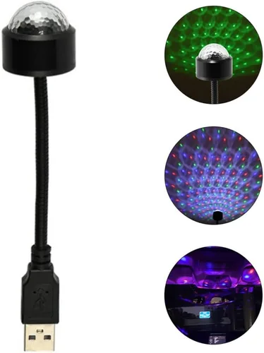 Vista 6 de SOLUSTRE Proyector de luces LED de discoteca para coche, luz USB, luces de fiesta activadas por sonido, enchufe USB, mini discoteca giratoria