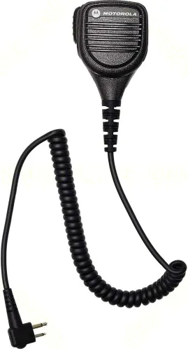 Vista 2 de Motorola Original OEM PMMN4013 PMMN4013A - Micrófono de altavoz remoto con conector de audio de 3,5 mm, cable enrollado y clip giratorio