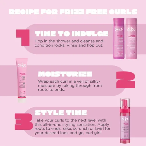 Vista 8 de Cake Beauty - Moldeador de rizos de gel a espuma, The Curl Friend – Gel definidor de rizos de alta sujeción, protección para el encrespamiento