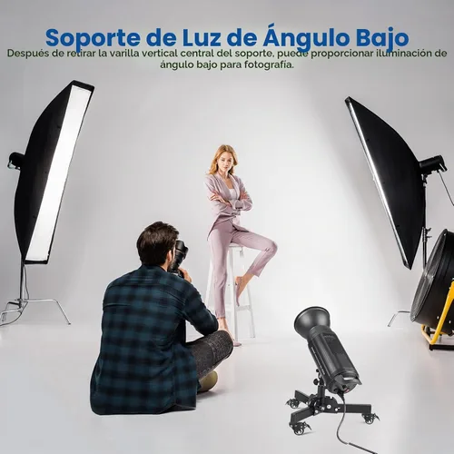 Vista 4 de NEEWER – Soporte de luz resistente con ruedas, 2.4 pies de altura máxima, soporte de trípode plegable para disparos de ángulo bajo/sobre mesa