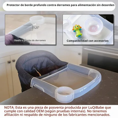 Vista 3 de Bandeja de comedor de plástico transparente para silla de mesa rápida Ingle-sina