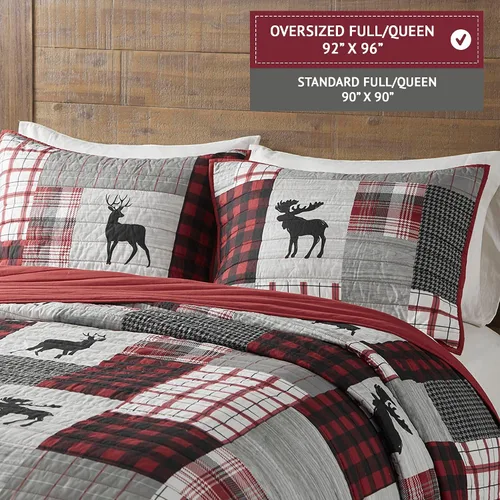 Vista 5 de Woolrich Juego de edredón reversible – Estilo cabaña invertido a color sólido, colcha ligera para todas las estaciones, capa de ropa de cama