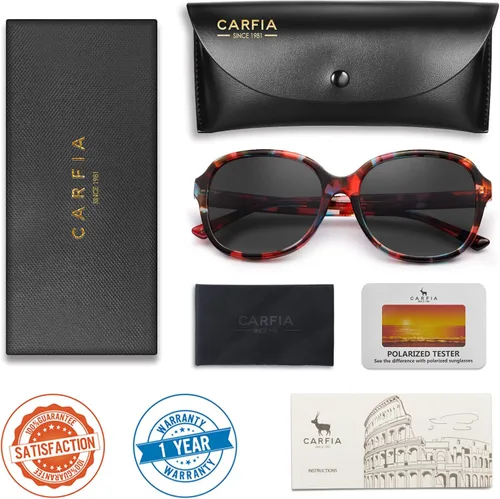 Vista 7 de Carfia Gafas de sol polarizadas de acetato para mujer, cubierta grande, marco de flores de moda, lentes de protección UV400 2024
