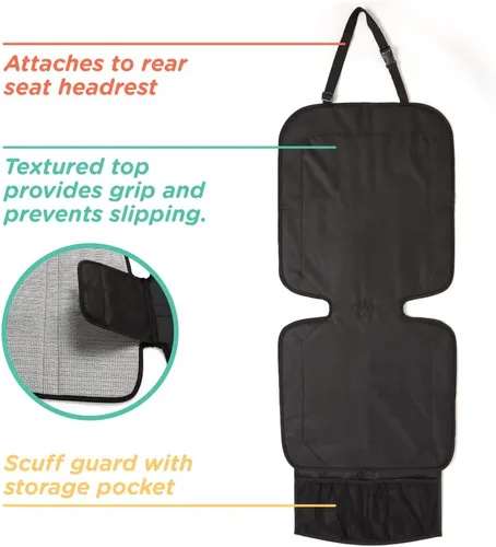 Vista 2 de Nuby Protector de asiento de coche de lujo, alfombrilla negra para usar debajo del asiento de coche del niño