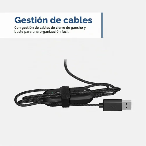 Vista 7 de Cyber Acoustics AC-5008A Auriculares estéreo USB con micrófono para PC - Auriculares USB con cable con micrófono, auriculares para computadora