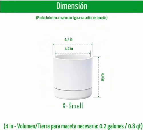 Vista 3 de D'vine Dev Paquete de 4 macetas de cerámica con platillos, color blanco