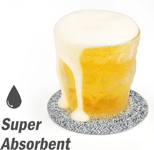 Vista 3 de ABenkle Juego de 6 posavasos tejidos para bebidas, posavasos absorbentes bohemios, 4.3 pulgadas, regalo perfecto para inauguración de la casa