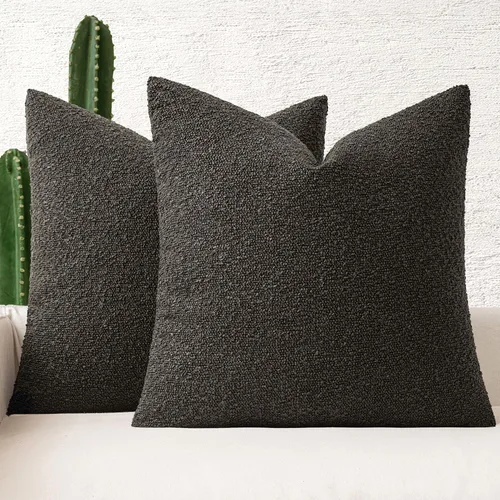 Vista 14 de MIULEE - Fundas de almohada decorativas para sofá lumbar de 16 x 16 pulgadas, color beige Set of 2 Textured Neutral Throw Pillow Covers, Accent