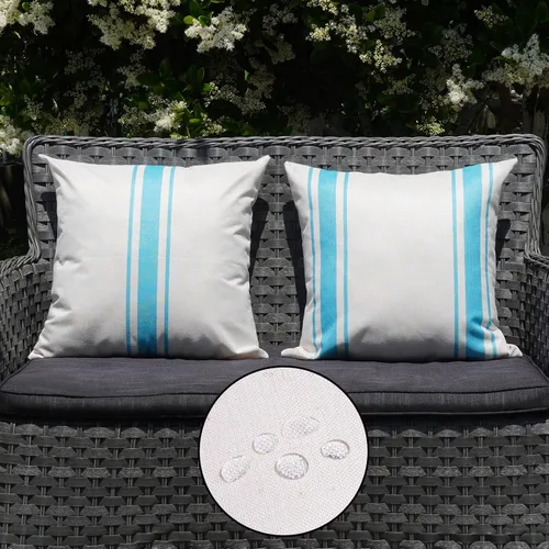 Vista 20 de ONWAY Juego de 2 fundas de almohada para exteriores impermeables de 16 x 16 pulgadas, fundas decorativas de lino, fundas de almohada de lino beige