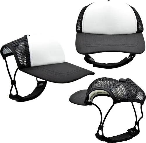 Vista 16 de DIY PupLid Trucker Hats (negro/blanco, XXS) - Sombrero de perro personalizable, lona en blanco para diseño personalizado, ajustable, protección