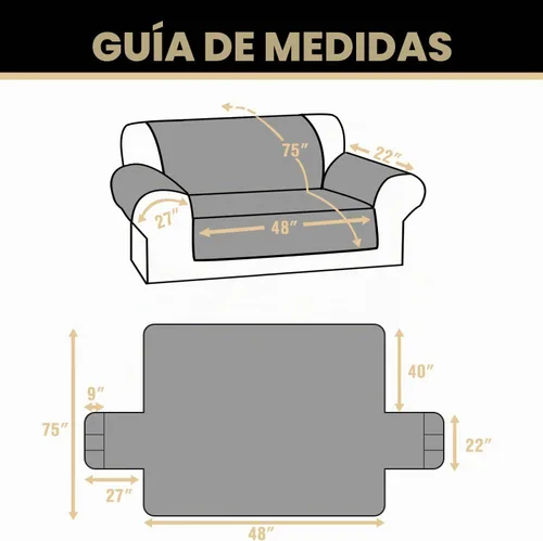 Vista 6 de PrinceDeco Fundas 100% impermeables para sofá biplaza de 2 cojines, fundas impermeables y lavables para sofá con bolsillo lateral, protector