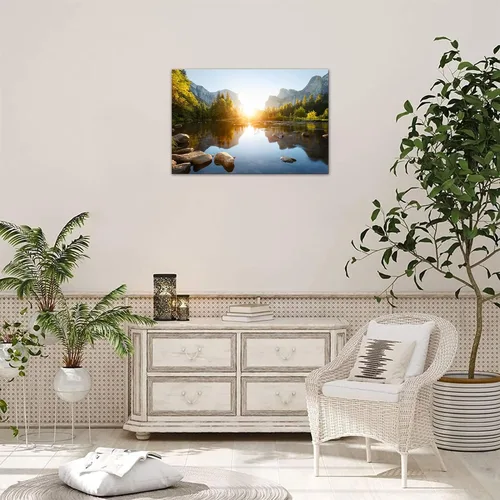 Vista 2 de SKASNFAI Arte de Pared en Lienzo del Parque Nacional, Pintura de Paisaje Natural de Montaña, Arte Enmarcado para Decoración del Hogar, para Sala