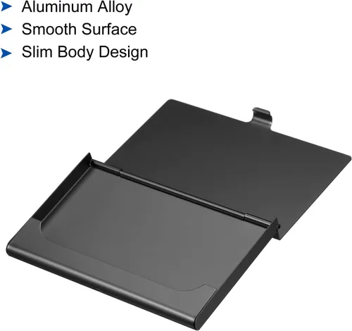 Vista 5 de PATIKIL Portatarjetas de visita, 3 piezas de aleación de aluminio, funda delgada para tarjetas de nombre para mujeres y hombres, dorado, plateado