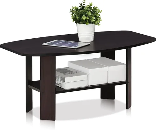 Vista 9 de Furinno Mesa de Café Básica, Mesa de Centro Moderna de 2 Niveles con Estante Abierto, Mesa Auxiliar de Fácil Montaje, para Sala de Estar