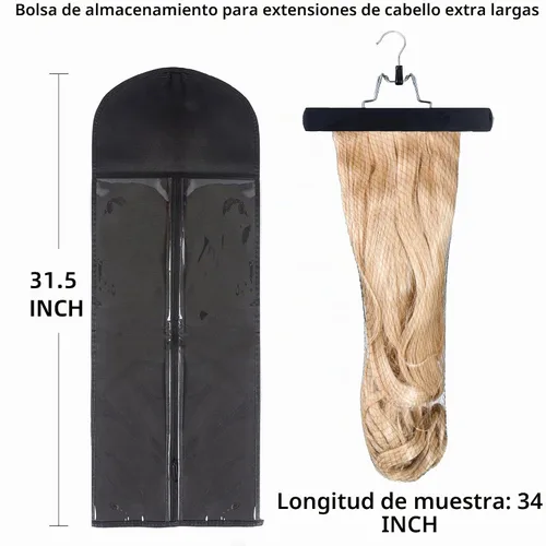 Vista 3 de Colgador de extensión de cabello con bolsa de almacenamiento extra larga, kit de soporte de extensión Double Side Anti-Slip Hair Extension Holder