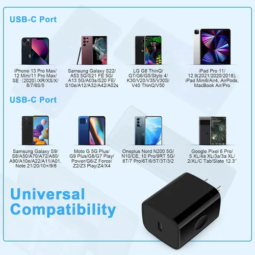Vista 4 de Bloque de carga rápida tipo C caja de carga para Samsung Galaxy A17 5G, A36, A16, S25 Fe, S24 Ultra, A15, A54, A23, Z Fold7 6, A53, S23, A25, S21