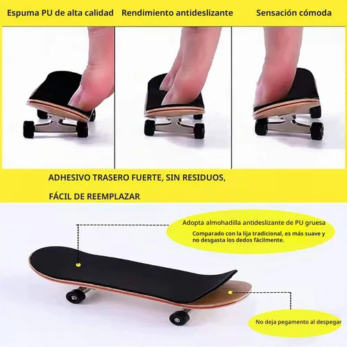 Vista 3 de WINDIR 12 piezas de cinta de agarre de espuma para diapasones, 1.496 in x 4.331 in Pro negro madera MiNi Skateboards (12 unidades)