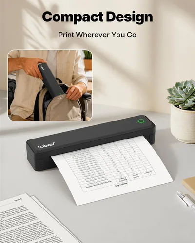Vista 2 de Labeer Portable Thermal Printer, Wireless Bluetooth Inkless Printer Black