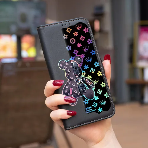 Vista 6 de jioeuinly Funda compatible con Alcatel 1V Plus Phone Case Flip Stand Cover [con protector de pantalla de vidrio templado] JXX-Negro