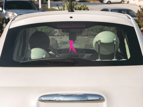 Vista 4 de Calcomanía de vinilo con cinta rosa para cáncer de mama, 100% impermeable
