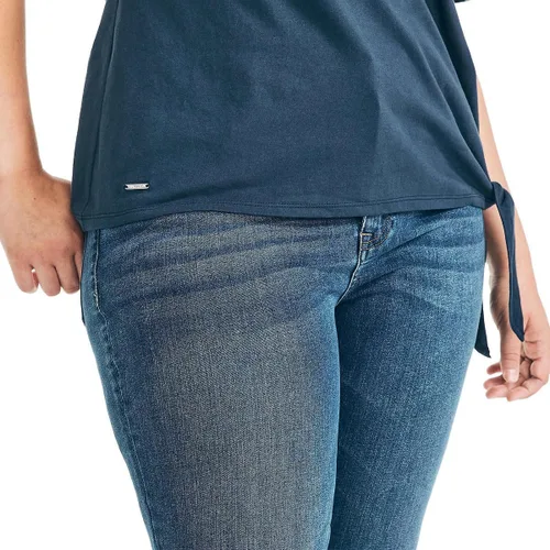 Vista 3 de Nautica Camiseta corta de verano para mujer, manga corta, con nudo lateral