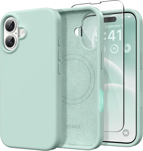 Vista 99 de GONEZ Funda magnética para iPhone 14, compatible con Magsafe, con protector de pantalla + protector de cámara, forro de microfibra antiarañazos