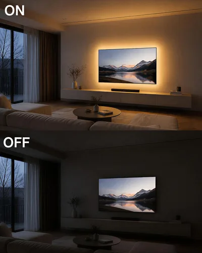 Vista 6 de LUXJET - Luz recargable con sensor de movimiento para armario, tira LED flexible de 1 m con 30 luces LED, sensor PIR y de luz, luz nocturna blanca