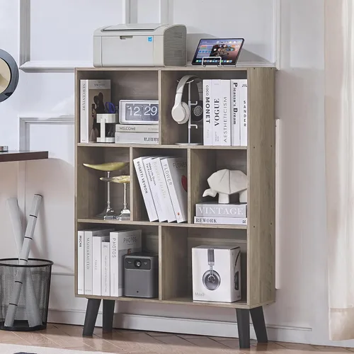 Vista 62 de LEYAOYAO Estantería de 5 cubos de 3 niveles con patas, estante negro menta para libros para niños, bonito organizador de almacenamiento, estantes