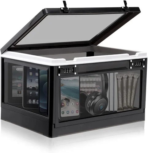 Vista 7 de Lalifebuss Caja de seguridad grande para artículos personales, caja de almacenamiento con cerradura de combinación de 24 litros para casillero