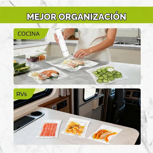Vista 8 de Bolsas selladoras al vacío reutilizables para alimentos, 30 bolsas de almacenamiento de alimentos sin BPA