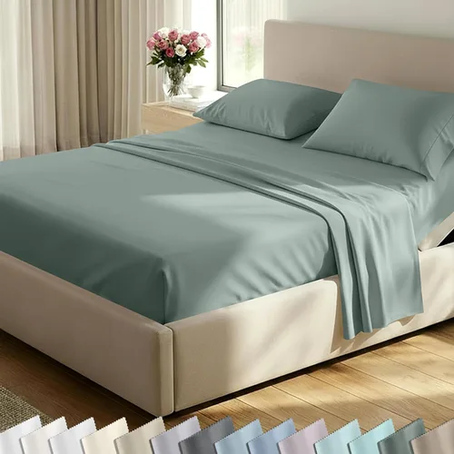 Vista 22 de California Design Den Juego de sábanas de lujo tamaño King - 100% algodón, 600 número de hilos, sábanas King de bolsillo profundo, ropa de cama