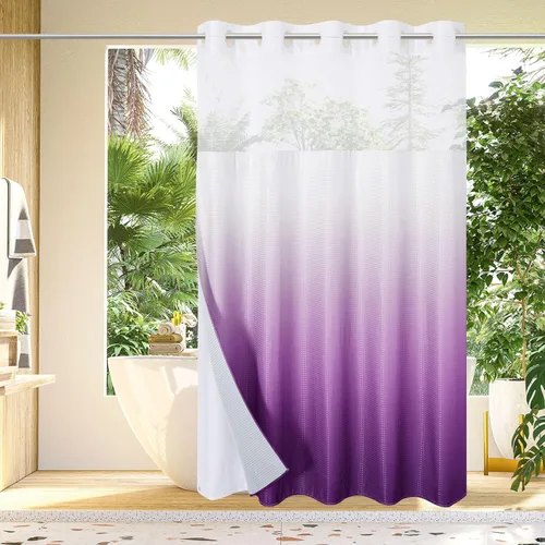 Vista 20 de Gibelle: cortina de ducha pequeña para baño de 36x74, cortina de ducha de punto gofre con juego de forro de tela a presión, no necesita ganchos